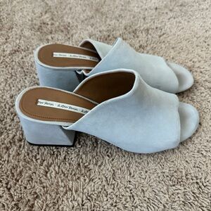 & Other Stories Light Blue Suede Mules Sz. 40